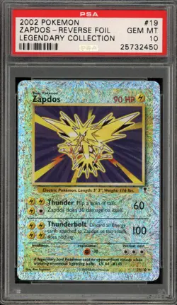 Pokemon Zapdos Legendary Coll. Reverse Holo Rare #19 PSA 10 Gem Mint - Image 1