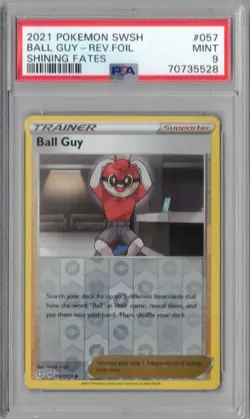 2021 Pokemon SWSH Shining Fates, #057, Trainer, Ball Guy, Rev Foil, PSA 9, Mint - Image 1