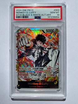 Monkey D. Luffy Black White Alternate Art ST13-003 PSA 10 ONE PIECE ENGLISH - Image 1
