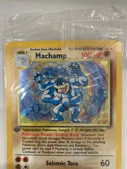 MACHAMP 1st Edition HOLO POKEMON CARD Base Set RARE 10/62 MINT FACTORY SEAL - Image 2
