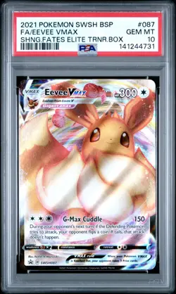 2021 Pokemon SWSH ETB Black Star Promo 87 Eevee VMAX Full Art PSA 10 Gem Mint - Image 1