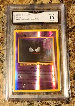 POKEMON Gastly XY Evolutions 47/108 Reverse Holo GRADED GMA 10 GEM MINT TCG CARD - Image 1