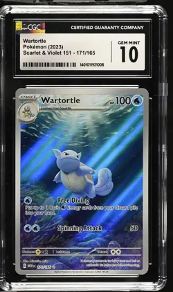 CGC 10 GEM MINT Wartortle 171/165 151 Illustration Rare Holo English Pokemon - Image 1