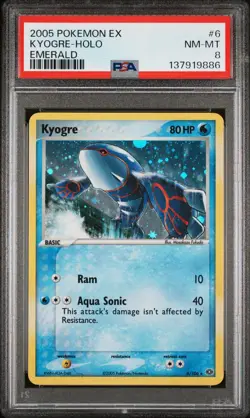 New Cert Pokemon Kyogre 6 Holo 2005 EX Emerald PSA 8 NM-MT - Image 1