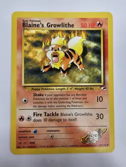 Blaine's Growlithe 35/132 Pokemon TCG Gym Heroes Unlimited LP - Image 1