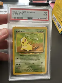 2000 Pokemon Neo Genesis Unlimited Chikorita 54 /111 Graded PSA 9 - Image 1