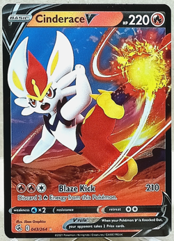 Cinderace V 043/264 Ultra Rare SWSH08: Fusion Strike Pokemon TCG NM - Image 1