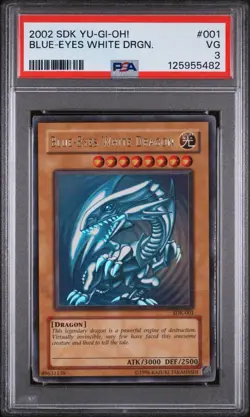 2 Card Lot 2002 YU-GI-OH Blue Eyes White Dragon SDK001 PSA 5 And PSA 3 - Image 3
