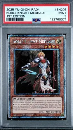 Noble Knight Medraut RA04-EN205 1st Edition Platinum Secret Rare Yugioh PSA 9 - Image 1