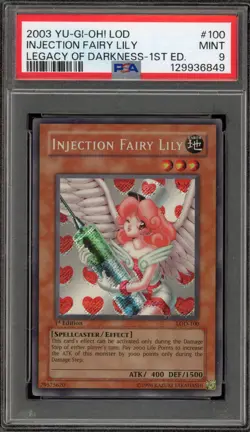 Yu-Gi-Oh! Injection Fairy Lily Legacy/Darkness 1st Ed LOD-100 Foil Shift PSA 9 - Image 1