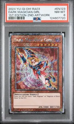 Dark Magician Girl 2nd Art RA03-EN123 1st Ed Platinum Secret Rare Yugioh PSA 8 B - Image 1
