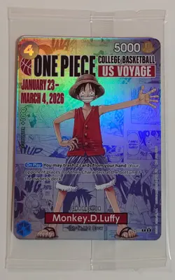 One Piece Monkey.D.Luffy College Basketball US Voyage Collectable Game Card - Image 1