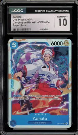 One Piece CCG Yamato Carrying on His Will SR OP13-054 CGC 10 Gem Mint - Image 1