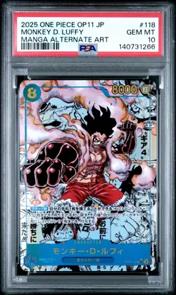 2025 ONE PIECE JPN OP11-A FIST OF DIVINE SPEED #118 MONKEY D. LUFFY PSA 10 - Image 1