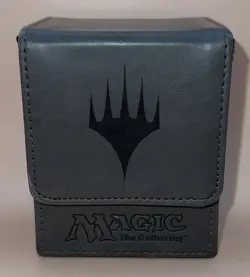 Mtg Magic (Supplies, Vintage) Ultra Pro Gray Leatherette Flip Deckbox - Marked - Image 1
