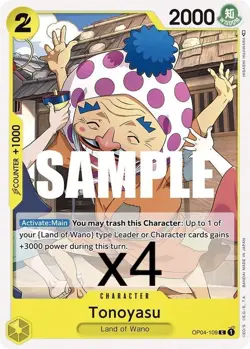 4X One Piece Card Game Tonoyasu OP04-109 Common NM - Image 1