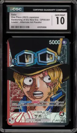 One Piece CCG Sabo Leader Japanese Alternate Art Parallel OP05-001 CGC 10 - Image 1