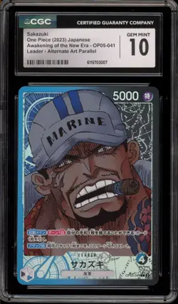 One Piece CCG Sakazuki Leader Japanese Alternate Art Parallel OP05-041 CGC 10 - Image 1