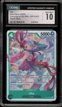 One Piece CCG Uta Carrying on His Will SR OP13-023 CGC 10 Gem Mint - Image 1
