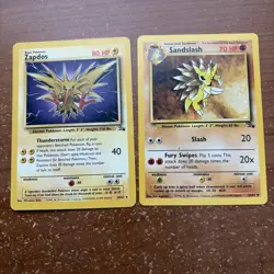 Pokemon TCG Fossil Trading Cards - Zapdos 30/62 & Sandslash 41/62 - Image 1