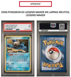 2006 Pokemon Card #8/92 Ex Legend Maker Lapras Reverse Foil PSA 7 - Image 1