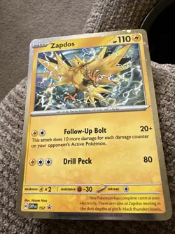 Zapdos 157 Scarlet & Violet Promo Card Cosmos Holo NM Pokemon Card 2024 - Image 1