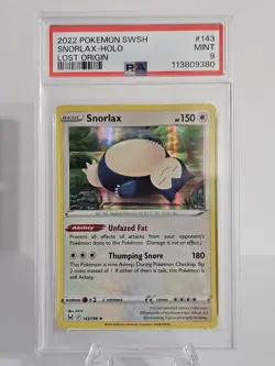 Pokemon SWSH Lost Origin Snorlax Holo Card #143/196 2022 PSA 9 Mint - Image 1