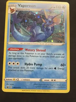 Vaporeon SWSH072 Black Star Promo - Cosmos Holo Pokemon Card NM/M - Image 1