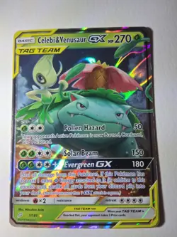 Celebi & Venusaur GX #1/181 Tag Team Ultra Rare Card **See Desc For Details** - Image 1