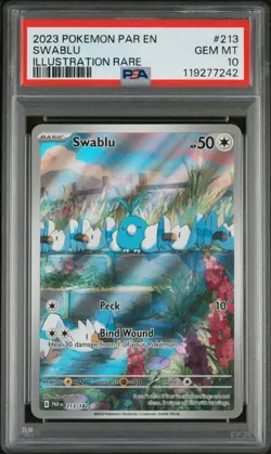 2023 POKEMON PAR EN-PARADOX RIFT ILLUSTRATION RARE #213 SWABLU PSA 10 - Image 1