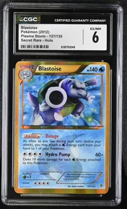 2012 Pokemon Blastoise Plasma Storm 137/135 CGC EX/NM 6 - Image 1