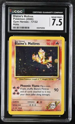 2000 Pokemon Blaine's Moltres Gym Heroes 1/132 CGC NEAR MINT+ 7.5 - Image 1
