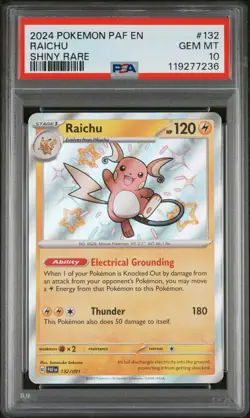 2024 POKEMON PAF EN-PALDEAN FATES SHINY RARE #132 RAICHU PSA 10 - Image 1