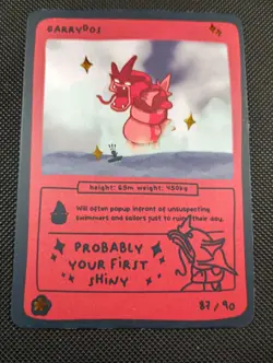 Garrydos ( Shiny Gyarados) 87/90 - Pokedoodles Set 1 Fan Art- Pokemon - Image 1