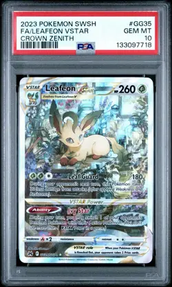 PSA 10 - 2023 POKEMON SWORD & SHIELD CROWN ZENITH #GG35 FULL ART LEAFEON VSTAR - Image 2