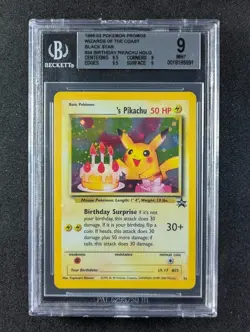 1999 Pokemon BIRTHDAY PIKACHU #34 Black Star Promo Pokemon League BGS 9 (B) - Image 1