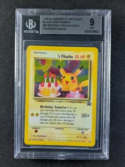1999 Pokemon BIRTHDAY PIKACHU #34 Black Star Promo Pokemon League BGS 9 - Image 1