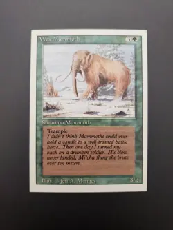 MTG Magic Miscut Misprint Oddity 4 Square Corners War Mammoth Revised Edition NM - Image 1