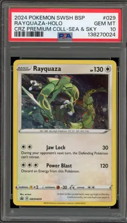 Pokemon Rayquaza Crown Zenith Premium Coll. Sea & Sky Holo Promo SWSH029 PSA 10 - Image 1