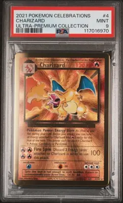 2x Sequential Pokemon Celebrations Charizard UPC Gold Metal #4 PSA 9 - Image 2