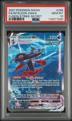 2021 POKEMON SWORD & SHIELD FUSION STRIKE SECRET FULL ART/INTELEON VMAX PSA 10 - Image 1