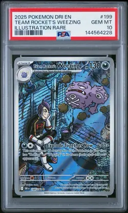 Team Rocket's Weezing 199 Destined Rivals Illustration Rare PSA 10 Pokemon DRI - Image 1