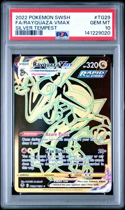 2022 POKEMON SWORD & SHIELD SILVER TEMPEST #TG29 FULL ART/RAYQUAZA VMAX PSA 10 - Image 1