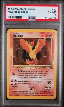 1999 POKEMON FOSSIL #12 MOLTRES-HOLO PSA 6 - Image 1
