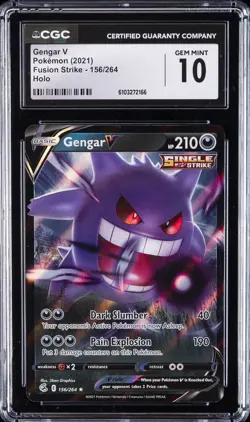 2021 POKEMON FUSION STRIKE HOLO #156/264 GENGAR V CGC 10 GEM MINT - Image 1