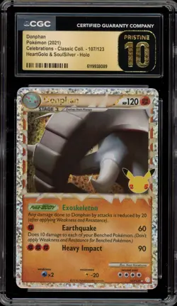 Pokemon Donphan Prime Celebrations Classic Coll. HGSS Holo #107 CGC 10 Pristine - Image 1