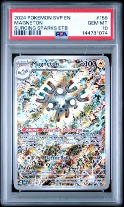 2024 POKEMON SVP SURGING SPARKS ELITE TRAINER BOX #159 MAGNETON PSA 10 - Image 1
