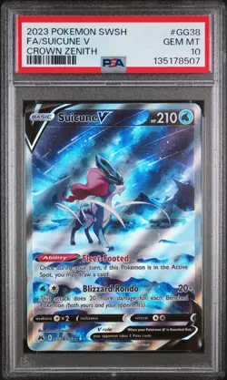 2023 POKEMON SWORD & SHIELD CROWN ZENITH #GG38 FULL ART/SUICUNE V PSA 10 - Image 1