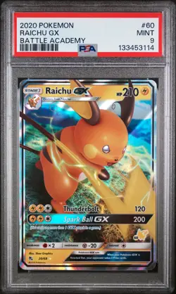 2020 POKEMON BATTLE ACADEMY #60 RAICHU GX PSA 9 - Image 1