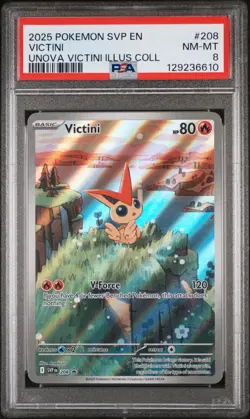 2025 POKEMON SVP VICTINI ILLUSTRATION COLLECTION #208 VICTINI PSA 8 - Image 1
